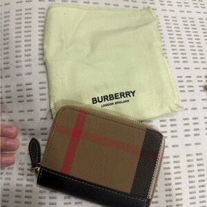 Burberry Beige and Black Checkered Wallet